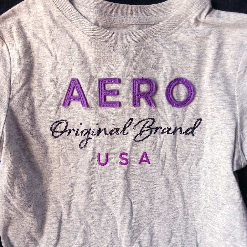 Aeropostale Juniors' Gray and Purple T-Shirt